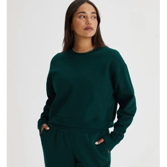 GIRLFRIEND COLLECTIVE 50/50 Cropped Sweatshirt in Biome Green sz Large - Picture 1 of 13